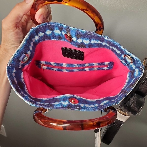 Jelavu Margot vegan‎ tie dye handbag tortoise handle detachable crossbody strap - Picture 4 of 12